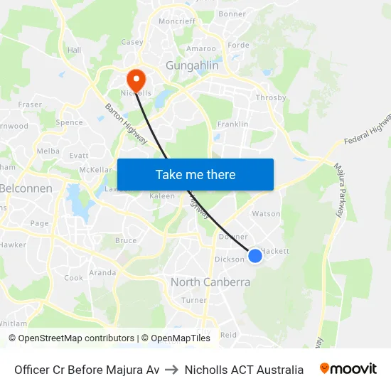 Officer Cr Before Majura Av to Nicholls ACT Australia map