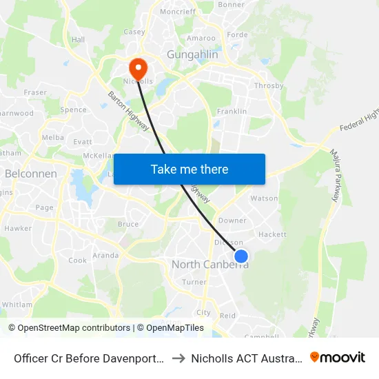 Officer Cr Before Davenport St to Nicholls ACT Australia map