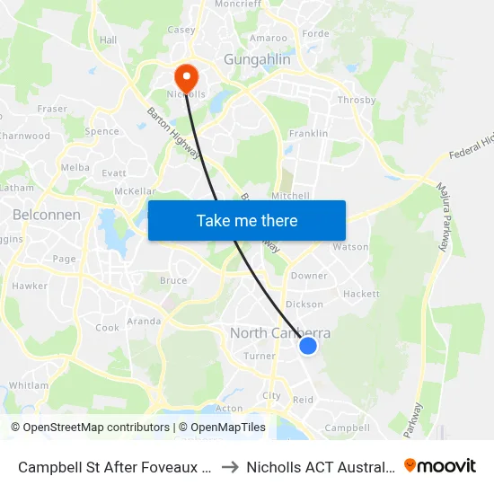 Campbell St After Foveaux St to Nicholls ACT Australia map