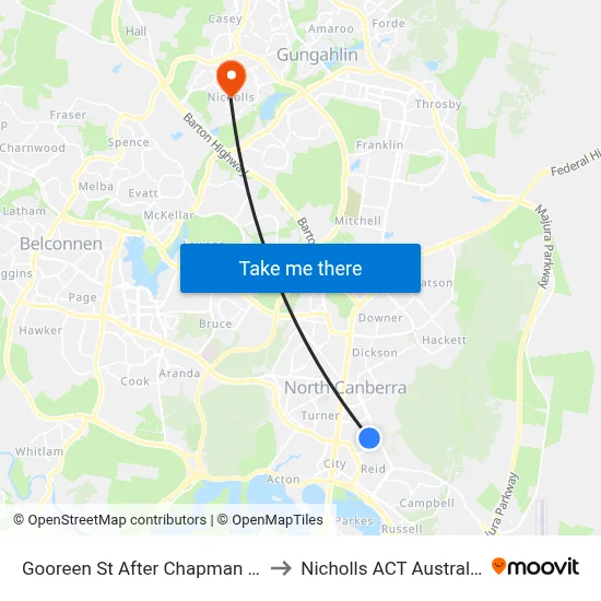 Gooreen St After Chapman St to Nicholls ACT Australia map