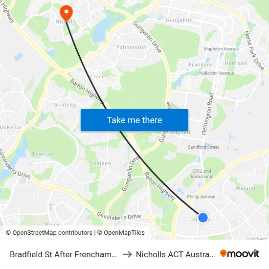 Bradfield St After Frencham St to Nicholls ACT Australia map