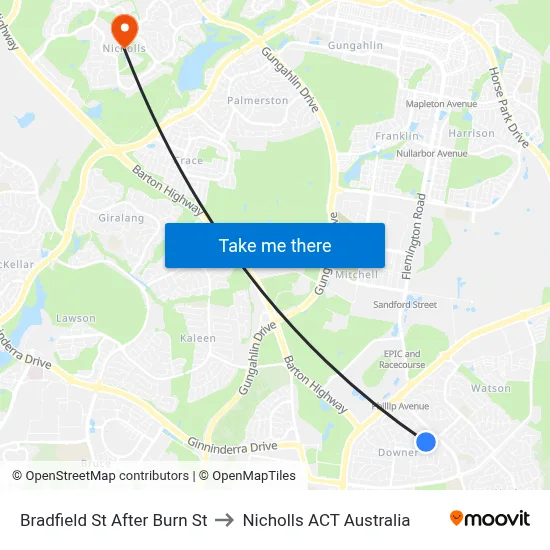 Bradfield St After Burn St to Nicholls ACT Australia map