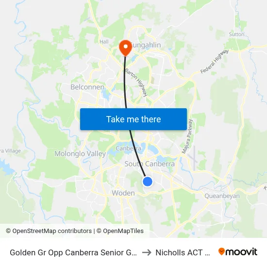 Golden Gr Opp Canberra Senior Grammar School to Nicholls ACT Australia map