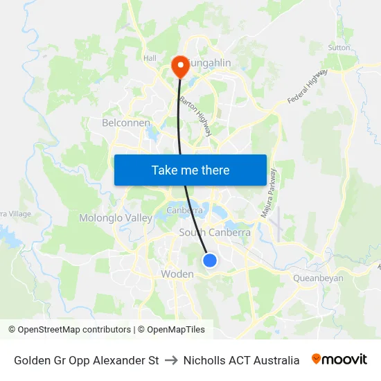 Golden Gr Opp Alexander St to Nicholls ACT Australia map