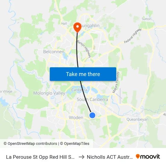 La Perouse St Opp Red Hill Shops to Nicholls ACT Australia map