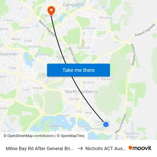 Milne Bay Rd After General Bridges Rd to Nicholls ACT Australia map