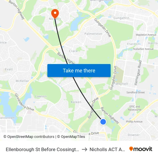 Ellenborough St Before Cossington Smith St to Nicholls ACT Australia map