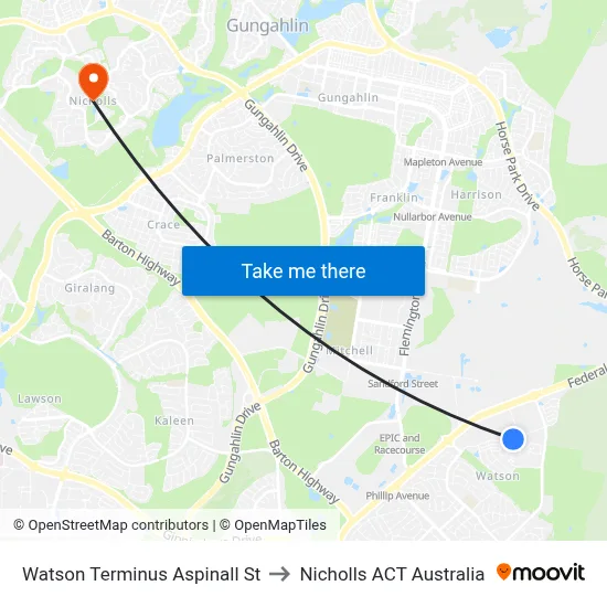 Watson Terminus Aspinall St to Nicholls ACT Australia map