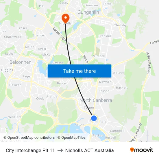 City Interchange Plt 11 to Nicholls ACT Australia map