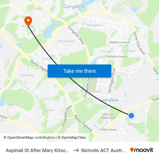Aspinall St After Mary Kitson St to Nicholls ACT Australia map