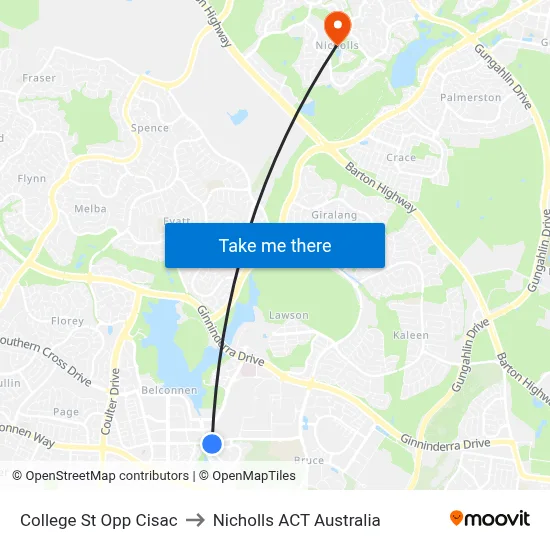 College St Opp Cisac to Nicholls ACT Australia map