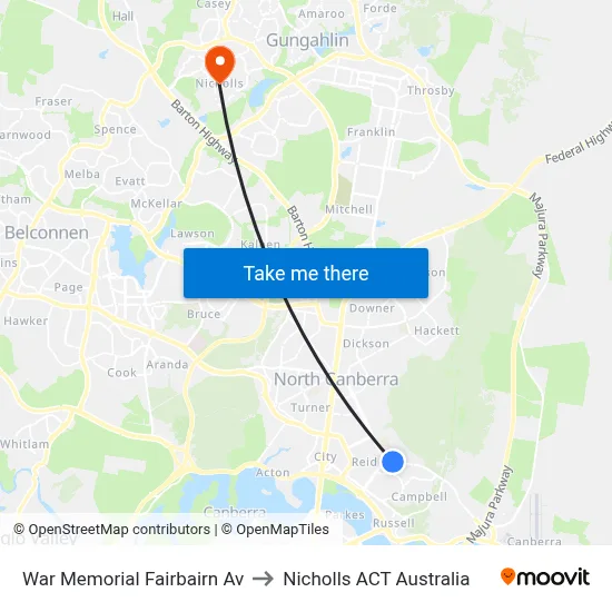 War Memorial Fairbairn Av to Nicholls ACT Australia map