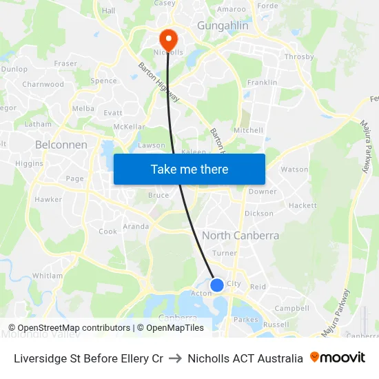 Liversidge St Before Ellery Cr to Nicholls ACT Australia map