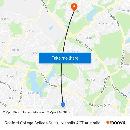 Radford College College St to Nicholls ACT Australia map