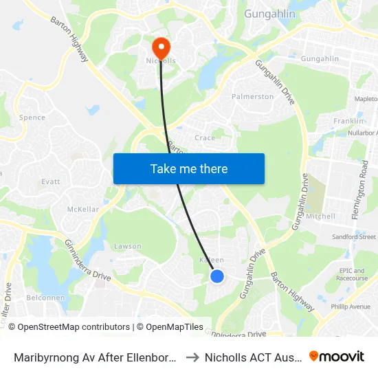 Maribyrnong Av After Ellenborough St to Nicholls ACT Australia map