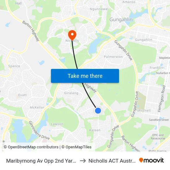 Maribyrnong Av Opp 2nd Yarra St to Nicholls ACT Australia map