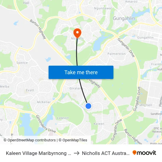 Kaleen Village Maribyrnong Av to Nicholls ACT Australia map