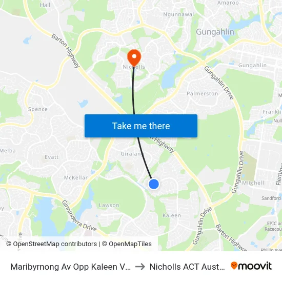 Maribyrnong Av Opp Kaleen Village to Nicholls ACT Australia map
