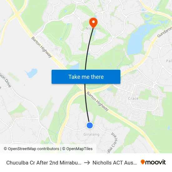 Chuculba Cr After 2nd Mirrabucca Cr to Nicholls ACT Australia map