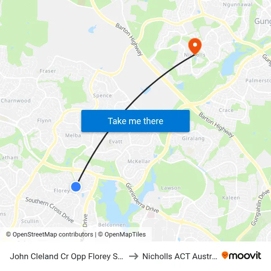John Cleland Cr Opp Florey Shops to Nicholls ACT Australia map