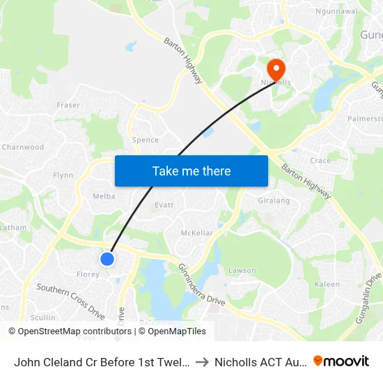 John Cleland Cr Before 1st Twelvetrees Cr to Nicholls ACT Australia map