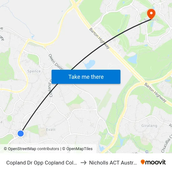 Copland Dr Opp Copland College to Nicholls ACT Australia map