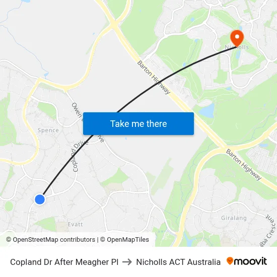 Copland Dr After Meagher Pl to Nicholls ACT Australia map