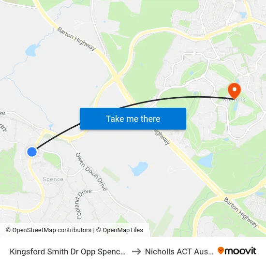 Kingsford Smith Dr Opp Spence Shops to Nicholls ACT Australia map