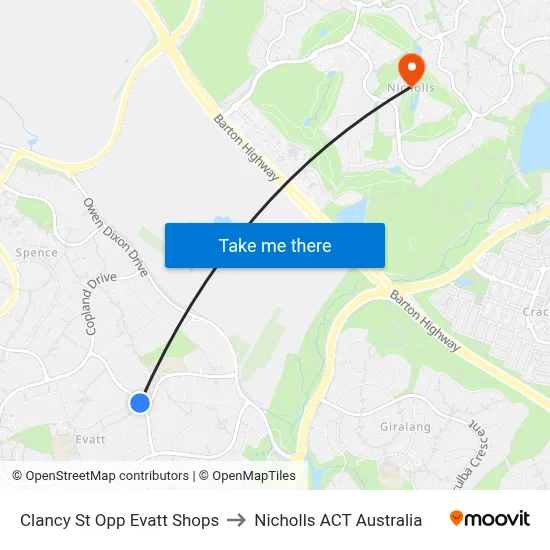 Clancy St Opp Evatt Shops to Nicholls ACT Australia map