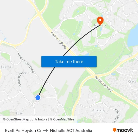 Evatt Ps Heydon Cr to Nicholls ACT Australia map