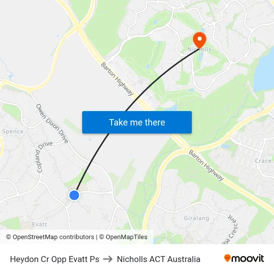 Heydon Cr Opp Evatt Ps to Nicholls ACT Australia map