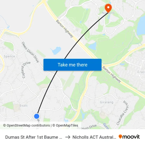 Dumas St After 1st Baume Cr to Nicholls ACT Australia map