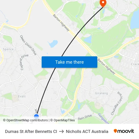 Dumas St After Bennetts Cl to Nicholls ACT Australia map