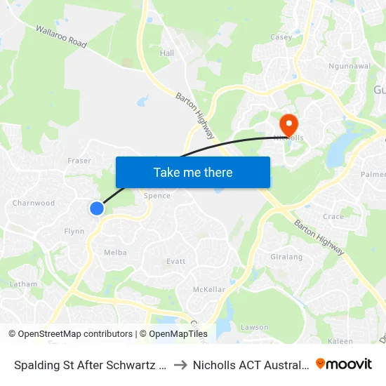 Spalding St After Schwartz Pl to Nicholls ACT Australia map