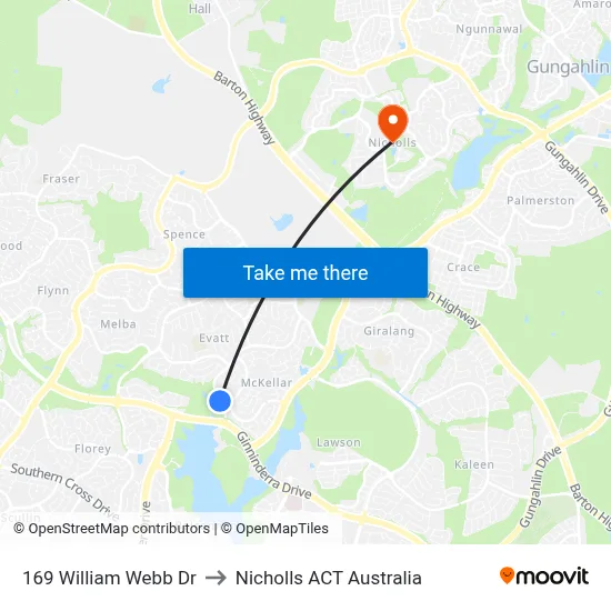 169 William Webb Dr to Nicholls ACT Australia map