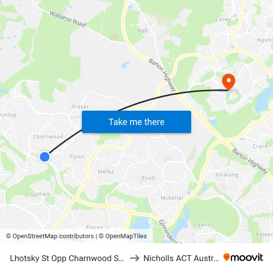 Lhotsky St Opp Charnwood Shops to Nicholls ACT Australia map