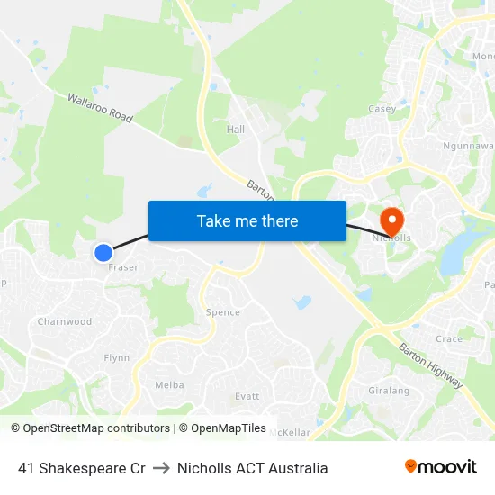 41 Shakespeare Cr to Nicholls ACT Australia map