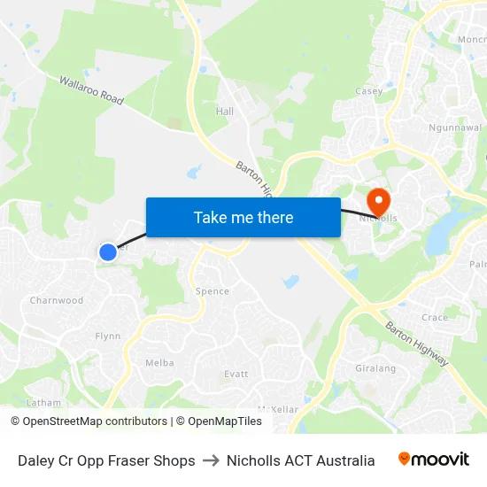 Daley Cr Opp Fraser Shops to Nicholls ACT Australia map
