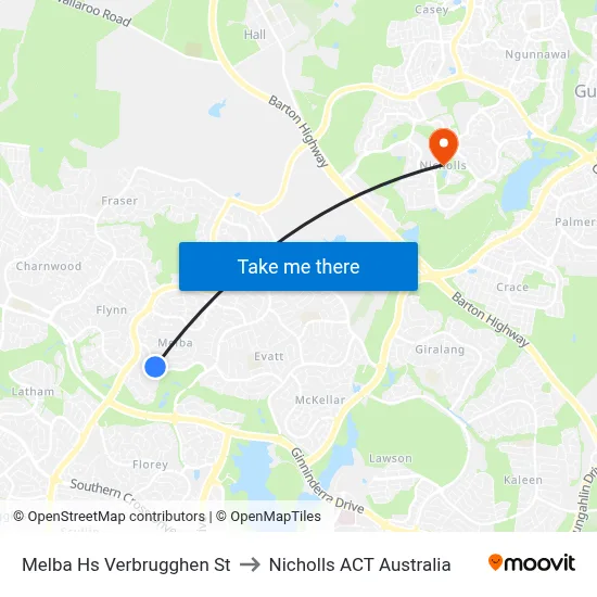 Melba Hs Verbrugghen St to Nicholls ACT Australia map