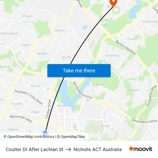 Coulter Dr After Lachlan St to Nicholls ACT Australia map