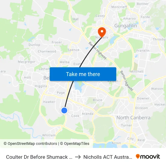 Coulter Dr Before Shumack St to Nicholls ACT Australia map
