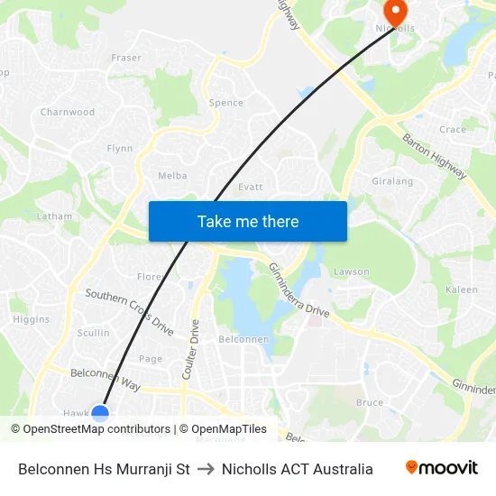 Belconnen Hs Murranji St to Nicholls ACT Australia map
