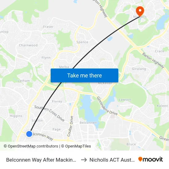 Belconnen Way After Mackinolty St to Nicholls ACT Australia map