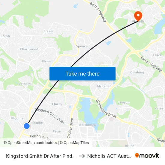 Kingsford Smith Dr After Findlay St to Nicholls ACT Australia map