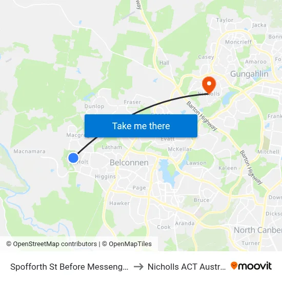 Spofforth St Before Messenger St to Nicholls ACT Australia map