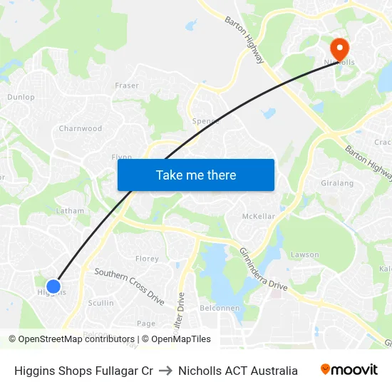 Higgins Shops Fullagar Cr to Nicholls ACT Australia map