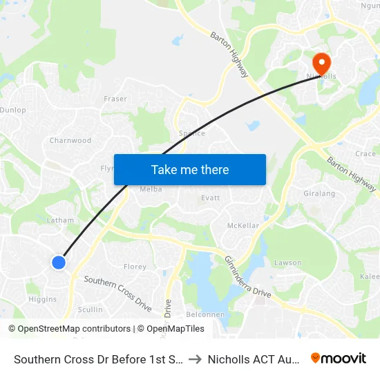 Southern Cross Dr Before 1st Starke St to Nicholls ACT Australia map