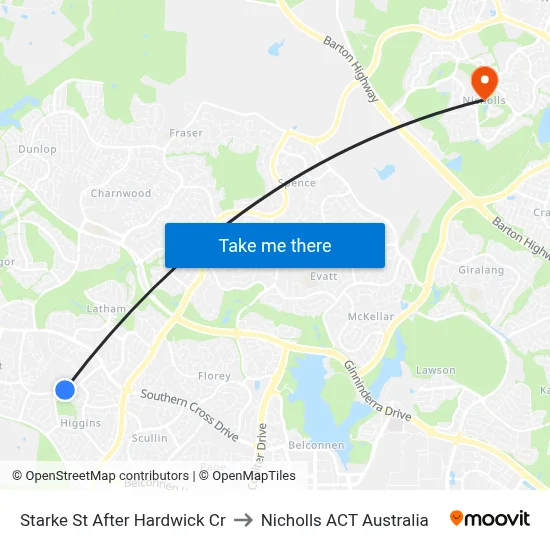 Starke St After Hardwick Cr to Nicholls ACT Australia map