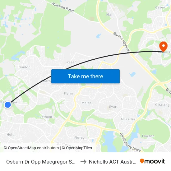 Osburn Dr Opp Macgregor Shops to Nicholls ACT Australia map