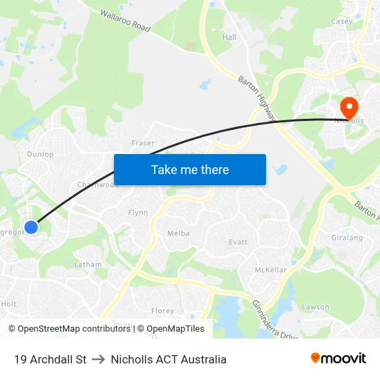 19 Archdall St to Nicholls ACT Australia map